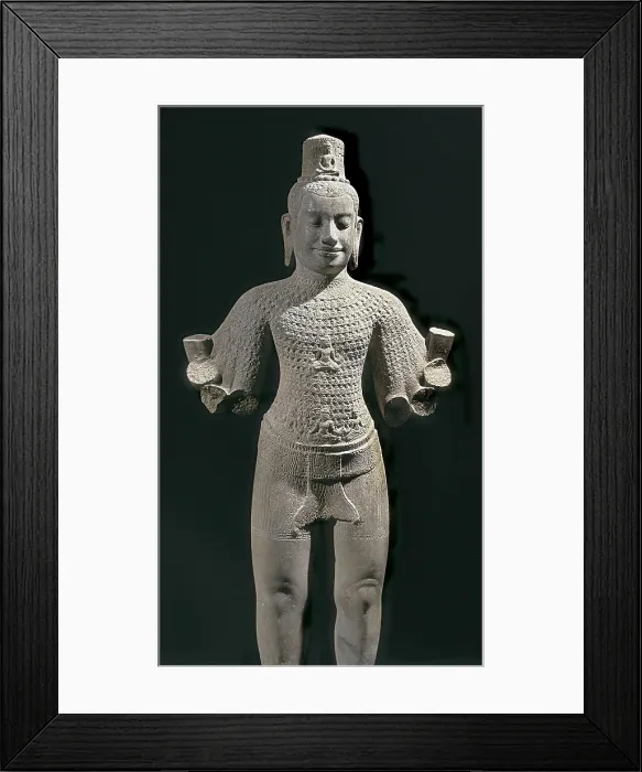 Framed Print : Irradiating Bodhisattva Lokesvara. end 12th-beg. 13th c. Bayon style. Khmer art. Sculpture on rock. FRANCE. Paris. Guimet Museum. Proc: CAMBODIA. Preah Thkol