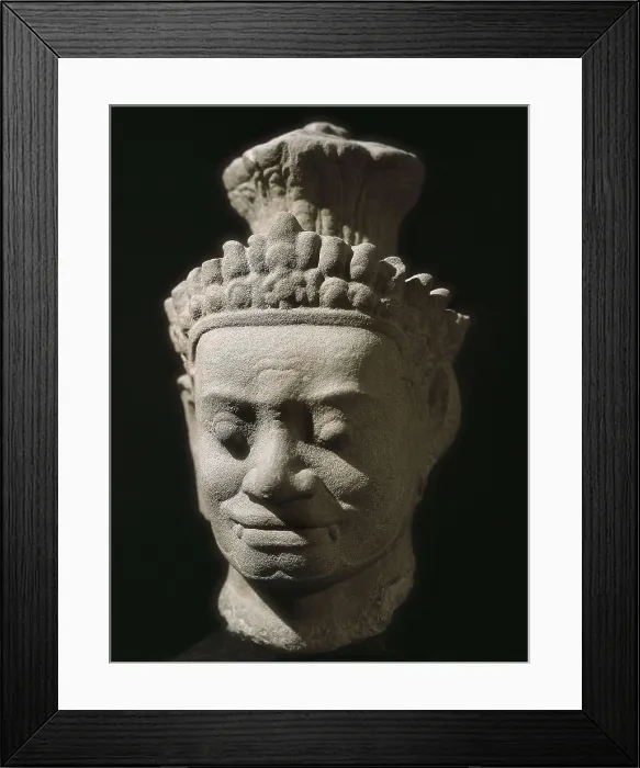 Framed Print : Dvarapala. end 12th-beg. 13th c. Bayon style. Khmer art. Sculpture on rock. FRANCE. Paris. Guimet Museum. Proc: CAMBODIA. Phnom Penh. AISA / Everett Collection**US SALES ONLY**