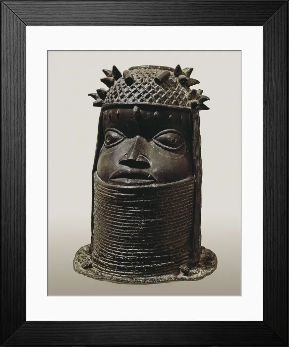Framed Print : Commemorative head of a royal ancestor Oba. end 18th-beg. 19th c. Art from Benin. Sculpture. FRANCE. Paris. Muse du Quai Branly. Proc: NIGERIA Framed Print : Commemorative head of a royal ancestor Oba. end 18th-beg. 19th c. Art from Benin. Sculpture. FRANCE. Paris. Muse du Quai Branly. Proc: NIGERIA
