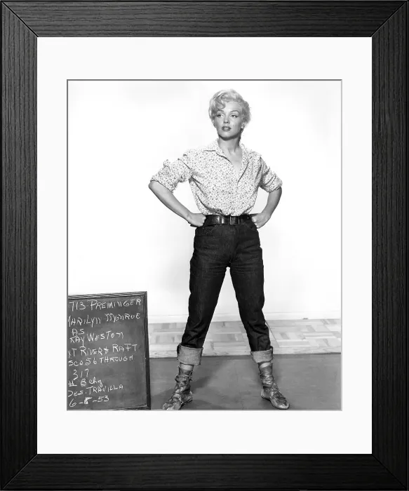 Framed Print : RIVER OF NO RETURN, Marilyn Monroe (in a wardrobe test of a William Travilla costume), June 8, 1953. TM and Copyright 20th Century Fox Film Corp
