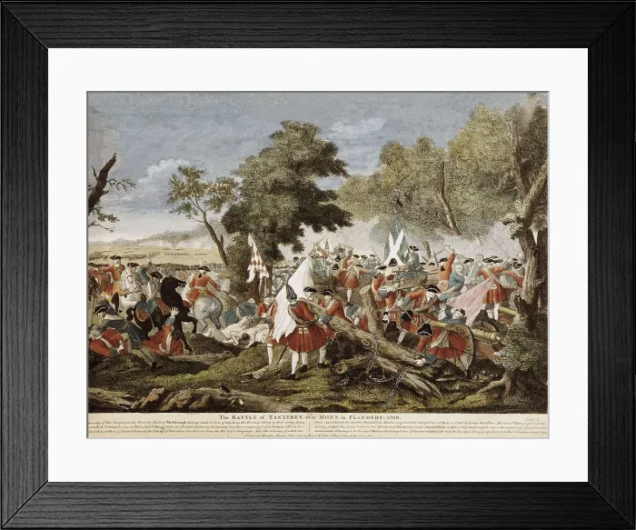 Framed Print : War of the Spanish Succession (1709). Battle of Tanieres, near Mons (Flemish Region). The British troops of the Duke of Marlborough defeat the French troops of Marechal Villers