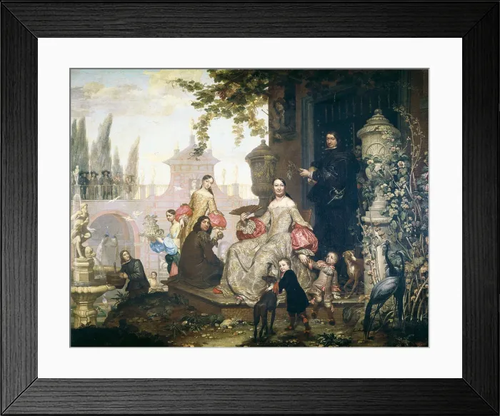 Framed Print : KESSEL II, Jan van Kessel (1654-1708). Portrait of a Family in a Garden. 1680 Framed Print : KESSEL II, Jan van Kessel (1654-1708). Portrait of a Family in a Garden. 1680