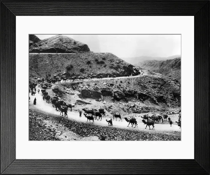 Framed Print : A camel caravan on the Khyber Pass on the Northwest Indian Frontier. Ca. 1930s. (CSU_ALPHA_1061) CSU Archives / Everett Collection