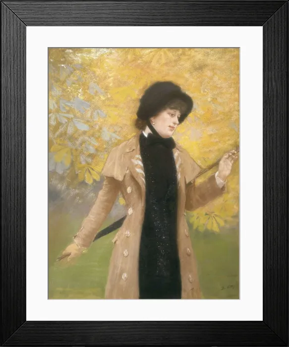 Framed Print : DE NITTIS, Giuseppe (1846-1884). The Woman with the Ulster. ca. 1880. Impressionism. Pastel. ITALY. Milan. Galleria d'Arte Moderna (Gallery of Modern Art)