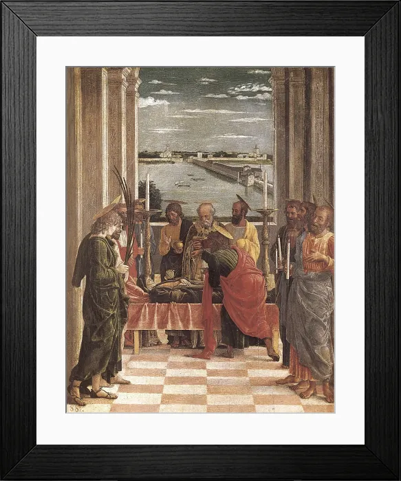Framed Print : MANTEGNA, Andrea (1431-1506). Death of the Virgin. 1462. Scene with the Virgin surrounded by eleven Apostles