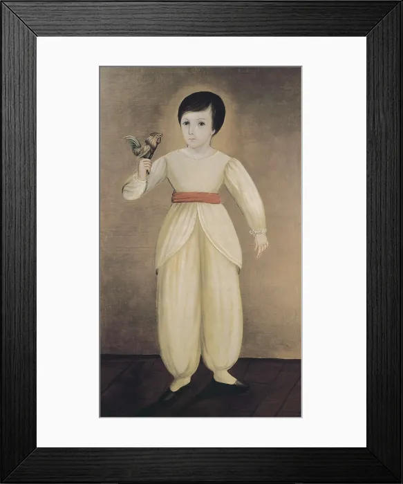 Framed Print : Boy with a Cockerel. s.XIX. Anonymous. Oil on canvas. ITALY. Aosta. Archaeological Museum. AISA / Everett Collection**US SALES ONLY**