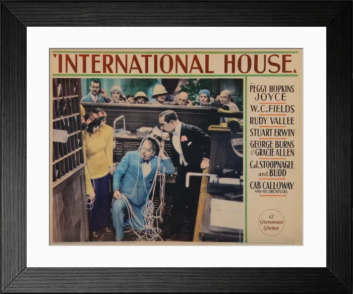 Framed Print : INTERNATIONAL HOUSE, US lobbycard, W.C. Fields (center), Franklin Pangborn (right), 1933