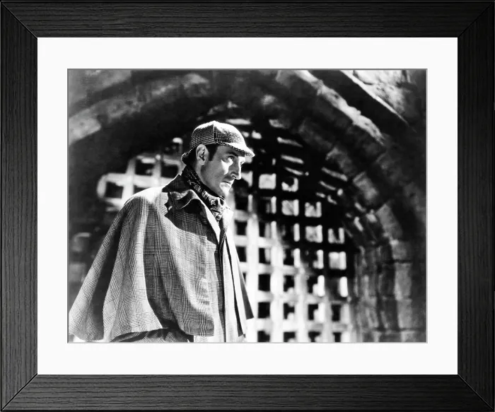 Framed Print : THE ADVENTURES OF SHERLOCK HOLMES, Basil Rathbone, 1939. 20th Century Fox-Film Corporation, TM & Copyright / courtesy Everett Collection Framed Print : THE ADVENTURES OF SHERLOCK HOLMES, Basil Rathbone, 1939. 20th Century Fox-Film Corporation, TM & Copyright / courtesy Everett Collection