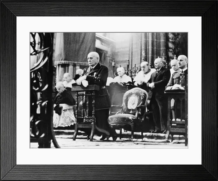 Framed Print : Marshall Petain, head of France's Vichy Government, at Armistice Day services, Claremont Cathedral. Nov. 11, 1940. (CSU_2015_9_1078)