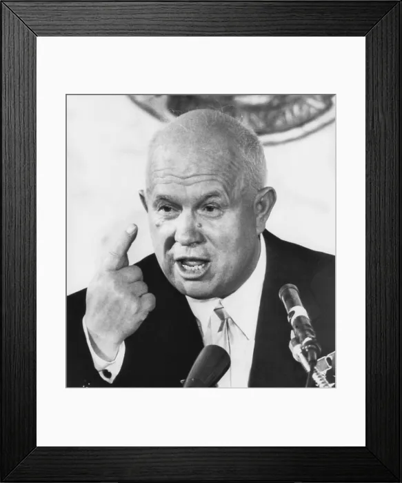 Framed Print : Soviet Premier Nikita Khrushchev speaking at the National Press Club, Sept. 27, 1959