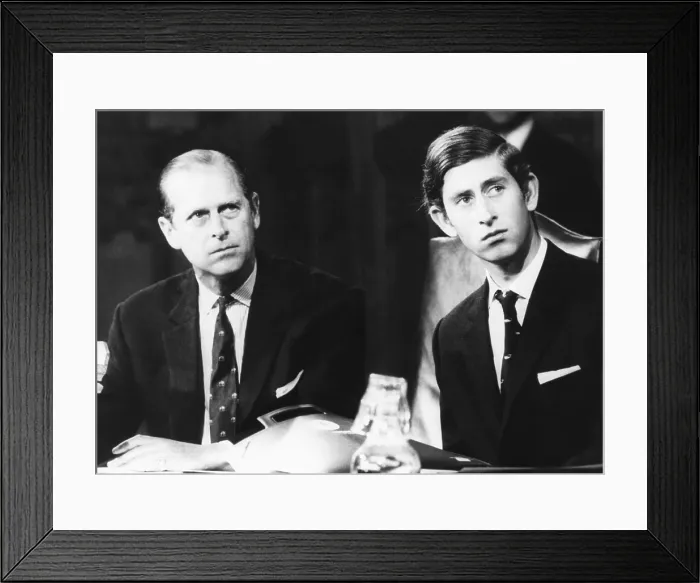 Framed Print : Prince Philip and his 21 year old son, Charles, the Prince of Wales. Nov. 9. 1970 Framed Print : Prince Philip and his 21 year old son, Charles, the Prince of Wales. Nov. 9. 1970