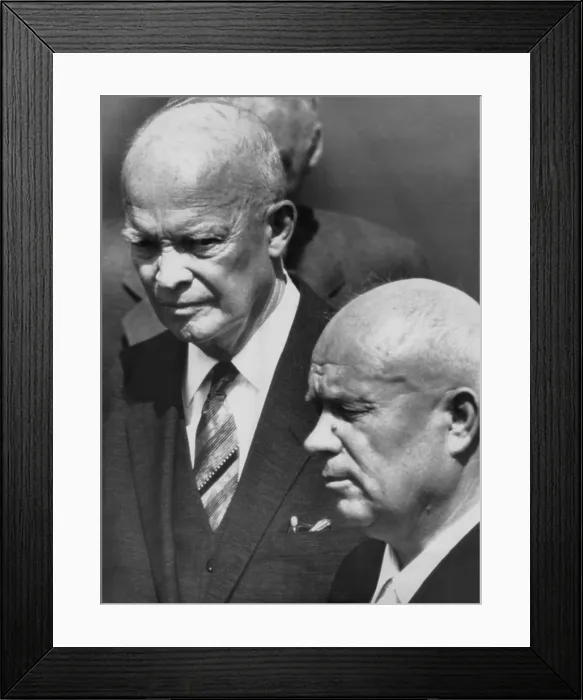 Framed Print : President Eisenhower and Soviet Premier Nikita Khrushchev after Russian leader arrived in the U.S. Sept. 15, 1959 at Andrews Air Force Base, Maryland. (CSU_2015_8_545)