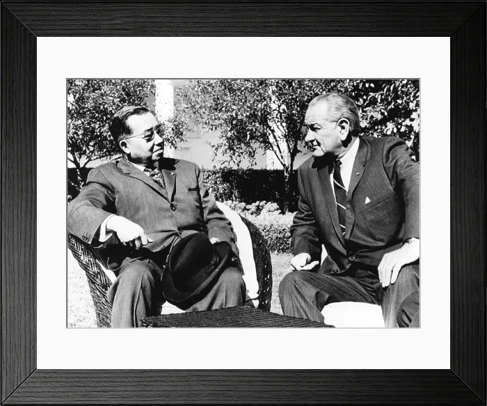 Framed Print : Prince Souvanna Phouma (left), Prime Minister of Laos, meets with President Lyndon Johnson. Oct. 20, 1967