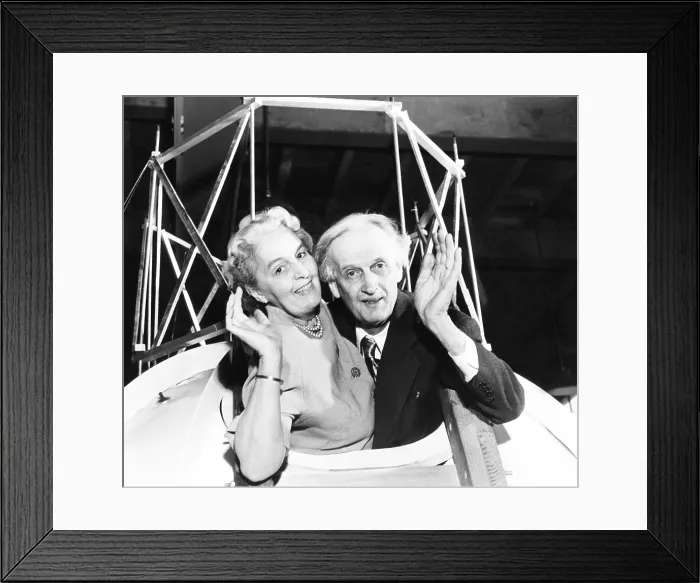 Framed Print : Jean and Jeannette Piccard in the gondola of Piccard's 1934 ascension to the stratosphere. March 17, 1952