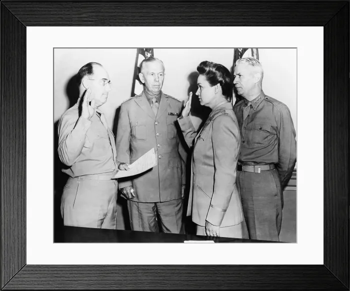 Framed Print : Oveta Culp Hobby sworn in as a Colonel in the U.S. Army. July 5, 1943