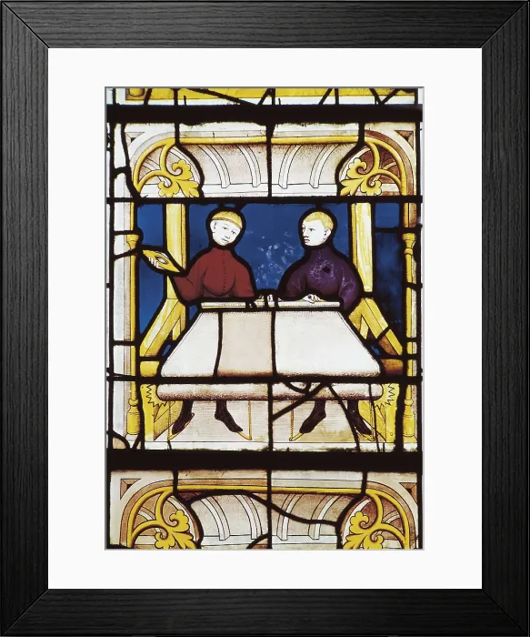 Framed Print : FRANCE. Semur-en-Auxois. Church of Notre-Dame. Two weavers in the making. Gothic art. Glass window. AISA / Everett Collection**US SALES ONLY**