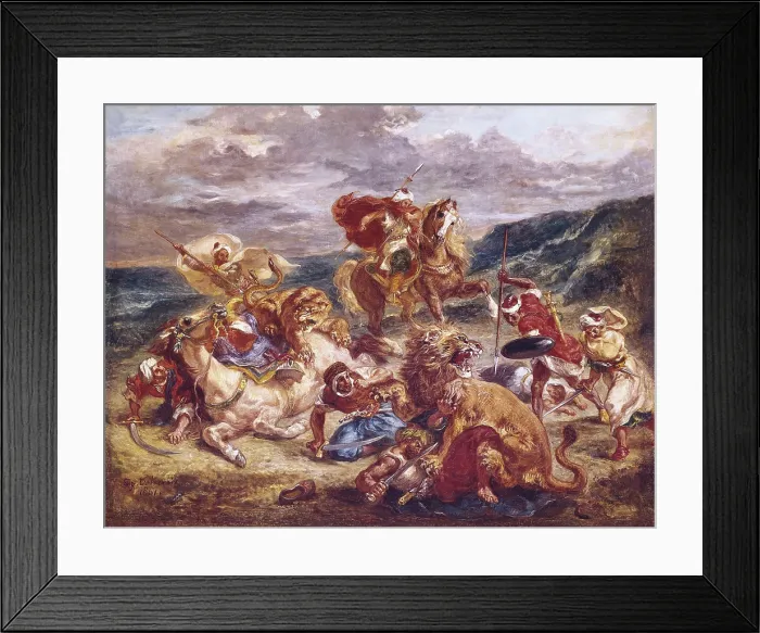 Framed Print : DELACROIX, Eugne (1798-1863). The Lion Hunt. 1861. Romanticism. Orientalism. Oil on canvas. UNITED STATES OF AMERICA. Chicago. Art Institute of Chicago