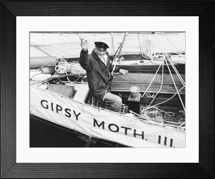 Framed Print : Sir Francis Chichester, long-distance yachtsman on the Gipsy Moth III in New York Harbor. July 5, 1962 Framed Print : Sir Francis Chichester, long-distance yachtsman on the Gipsy Moth III in New York Harbor. July 5, 1962