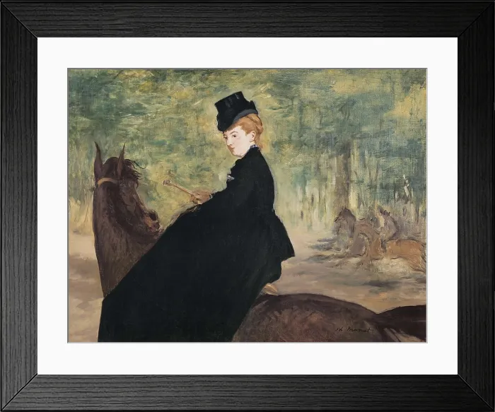 Framed Print : MANET, douard (1832-1883). Portrait of Marie Lafebure on Horseback. 1875. Impressionism. Oil on canvas. BRAZIL. Sao Paulo. Sao Paulo Museum of Art