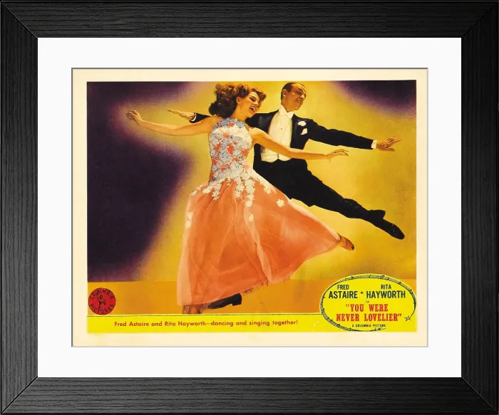 Framed Print : YOU WERE NEVER LOVELIER, from left: Rita Hayworth, Fred Astaire on lobbycard, 1942