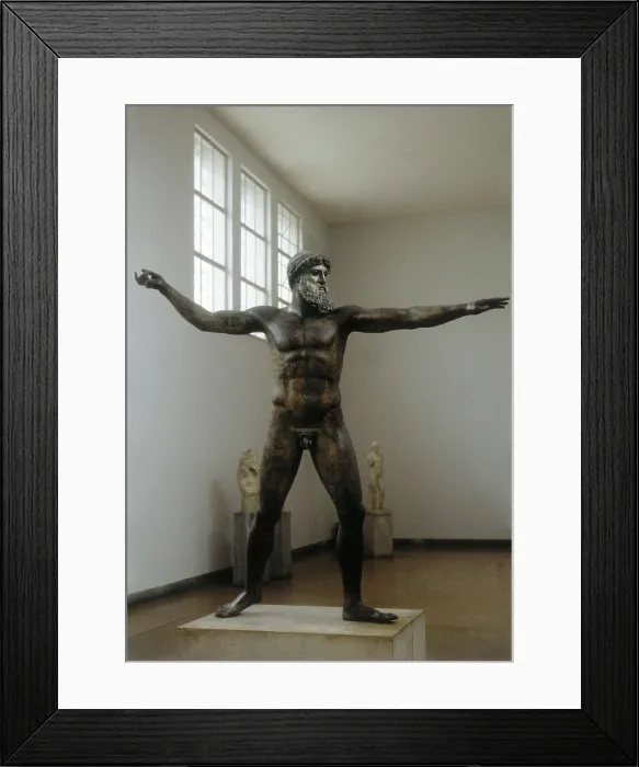 Framed Print : The Poseidon of Artemision. 460 BC. Classical Greek art. Sculpture on bronze. GREECE. Athens. National Museum of Archaeology. Proc: GREECE. EUBOEA Framed Print : The Poseidon of Artemision. 460 BC. Classical Greek art. Sculpture on bronze. GREECE. Athens. National Museum of Archaeology. Proc: GREECE. EUBOEA