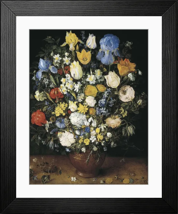 Framed Print : Breugel, Jan, The Elder, called 'Velvet Bruegel' (1568-1625). Bouquet in a Clay Vase. 1599. Flemish art. Oil on wood. AUSTRIA. Vienna Framed Print : Breugel, Jan, The Elder, called 'Velvet Bruegel' (1568-1625). Bouquet in a Clay Vase. 1599. Flemish art. Oil on wood. AUSTRIA. Vienna