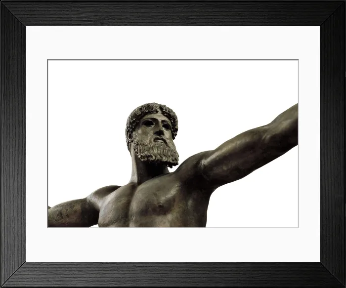 Framed Print : The Poseidon of Artemision. 460 BC. Classical Greek art. Sculpture on bronze. GREECE. Athens. National Museum of Archaeology. Proc: GREECE. EUBOEA