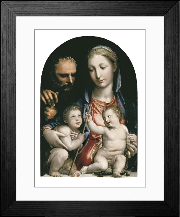 Framed Print : SODOMA, Giovanni Antonio Bazzi, also called Il (1477-1549). Holy Family with the Infant St. 1st half 16th c. Mannerism art. Oil on canvas. AUSTRIA. Vienna