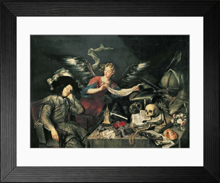 Framed Print : PEREDA, Antonio de (1608-1678). The Knight's Dream. c. 1670. Baroque art. Oil on canvas. SPAIN. Madrid. St. Fernando Royal Academy Museum