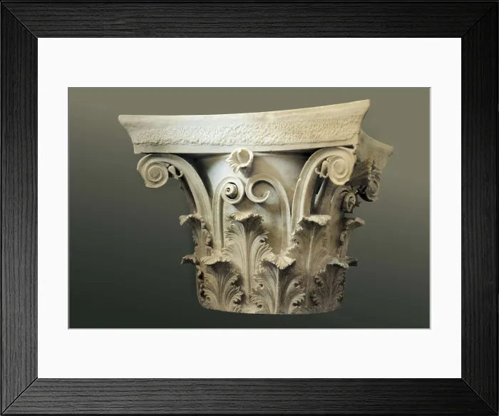 Framed Print : Corinthian capital. Hellenistic art. Relief on marble. GREECE. Epidaurus. Archaeological Museum of Epidaurus. Proc: GREECE. Epidaurus. Tholos Framed Print : Corinthian capital. Hellenistic art. Relief on marble. GREECE. Epidaurus. Archaeological Museum of Epidaurus. Proc: GREECE. Epidaurus. Tholos