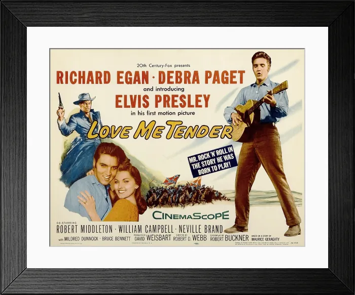 Framed Print : LOVE ME TENDER, Richard Egan, Elvis Presley, Debra Paget, 1956, TM and Copyright (c) 20th Century-Fox Film Corp. All Rights Reserved