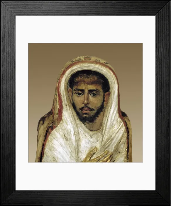 Framed Print : Sarcophagus with portrait of a man. 1st-2nd c. Egyptian art. Roman and Byzantine period. Painting. UNITED KINGDOM. Manchester. Manchester Museum