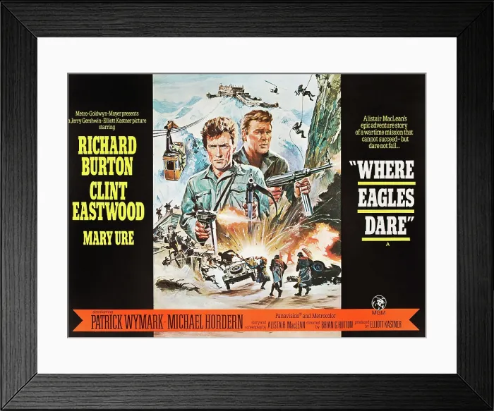 Framed Print : WHERE EAGLES DARE, from left: Clint Eastwood, Richard Burton, 1968