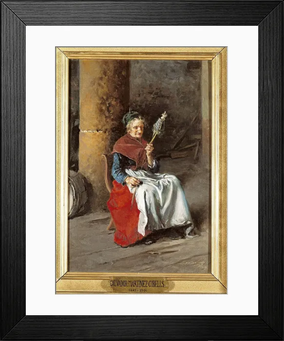 Framed Print : MARTINEZ CUBELLS, Salvador (1845-1914). Old woman spinning. 1889. Oil on canvas. SPAIN. Granada. Museums of Fine Arts of Granada. AISA / Everett Collection**US SALES ONLY**