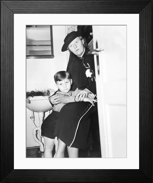 Framed Print : Mrs. Bruno Hauptmann and her son Manfried in her state room aboard the Bremen'. June 12, 1936. Anna and Manfried lived near Philadelphia
