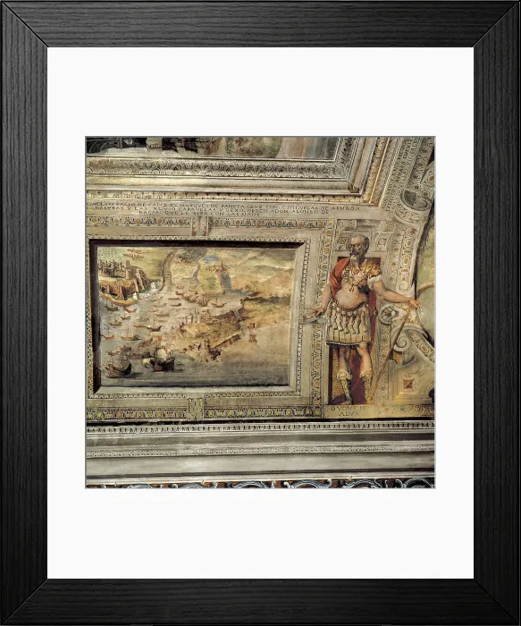 Framed Print : ALBA, Fernando Alvarez de Toledo y Pimentel, Duke of (1507-1582). Portrait and navy scene situated on the vault of the Room of Portugal. Fresco. SPAIN. CASTILE-LA MANCHA