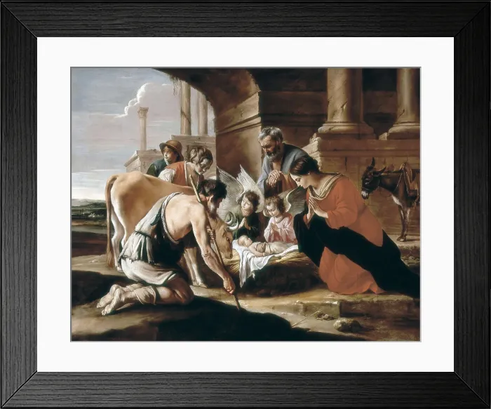 Framed Print : LE NAIN, Louis (1593-1648). Adoration of the Shepherds. 1640. Oil on canvas. Work done by Le Nain brothers. Baroque art. Oil on canvas. UNITED KINGDOM. London. National Gallery