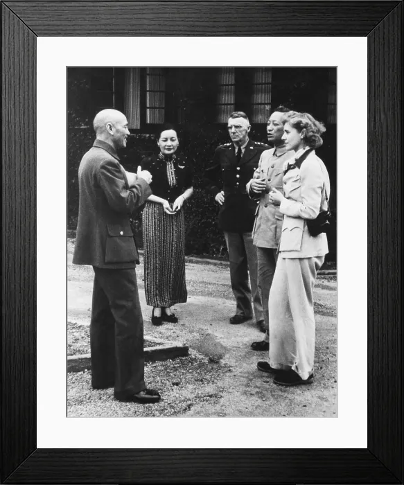 Framed Print : Chinese leader and Americans together after the after the Doolittle Raid on Japan. April 19, 1942. L-R: Chiang Kai-shek, Mme. Chiang Kai-shek (Soong May-ling), U.S. Gen Framed Print : Chinese leader and Americans together after the after the Doolittle Raid on Japan. April 19, 1942. L-R: Chiang Kai-shek, Mme. Chiang Kai-shek (Soong May-ling), U.S. Gen