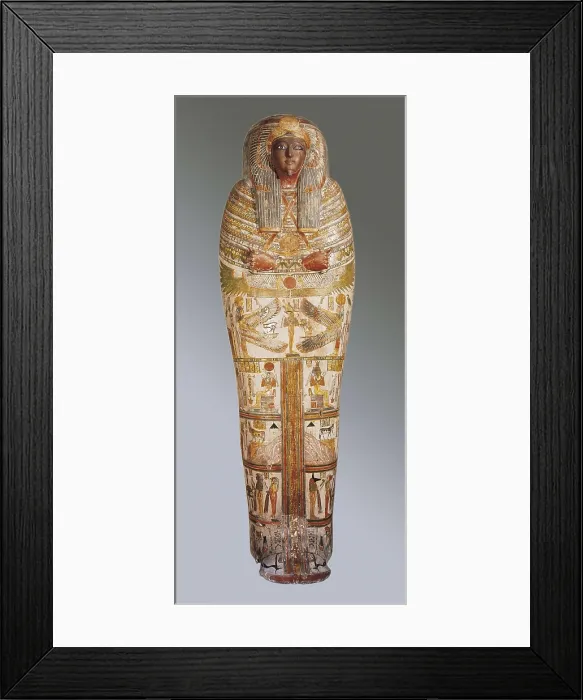 Framed Print : Denytenamun's painted coffin. 11th c. BC. 21st Dynasty. Egyptian art. New Kingdom. Sculpture on wood. UNITED KINGDOM. London. The British Museum