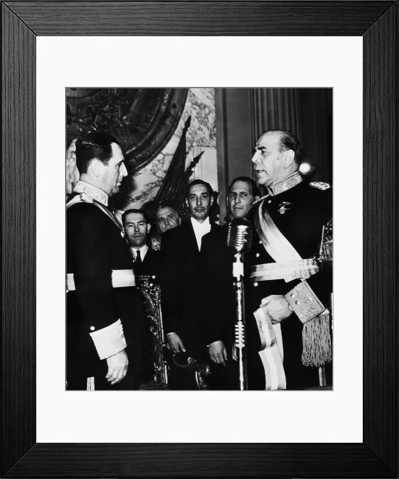 Framed Print : President Juan Peron receives the sash of office in Buenos Aires, Argentina, June 4, 1946 Framed Print : President Juan Peron receives the sash of office in Buenos Aires, Argentina, June 4, 1946
