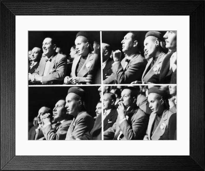 Framed Print : Argentine President Juan Peron and his wife, Evita, at a boxing match in Buenos Aires. The candid photos were taken on April 4, 1951. - (CSU_2015_5_134)