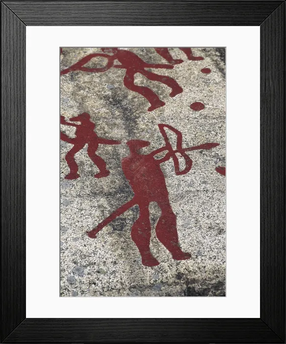 Framed Print : SWEDEN. Tanum. Fossum Rock. Arched hunter. Bronze Age. Cave; Petroglyph. AISA / Everett Collection**US SALES ONLY**