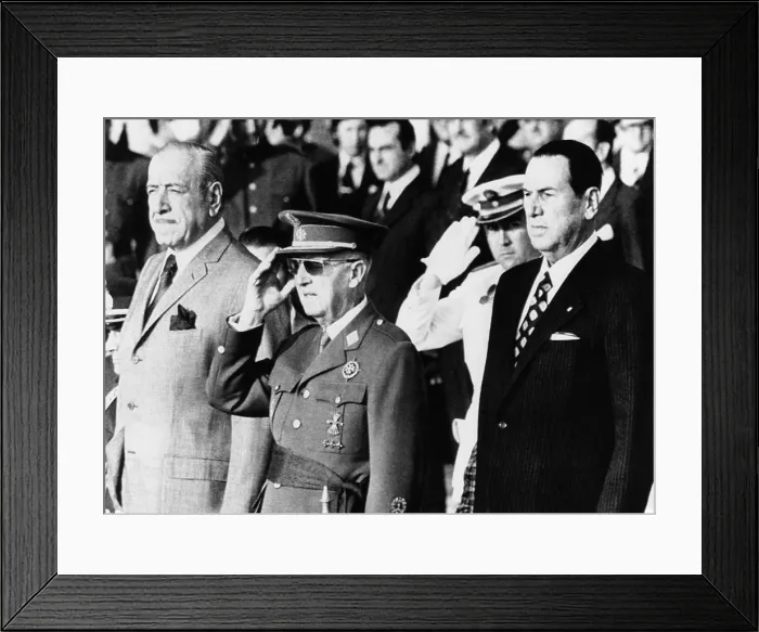 Framed Print : Juan Peron, Spain's Francisco Franco, and Argentine President Dr. Hector J. Campora