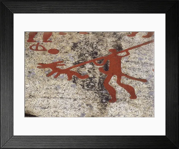 Framed Print : SWEDEN. Tanum. Fossum Rock. Hunter. Bronze Age. Cave; Petroglyph. AISA / Everett Collection**US SALES ONLY**