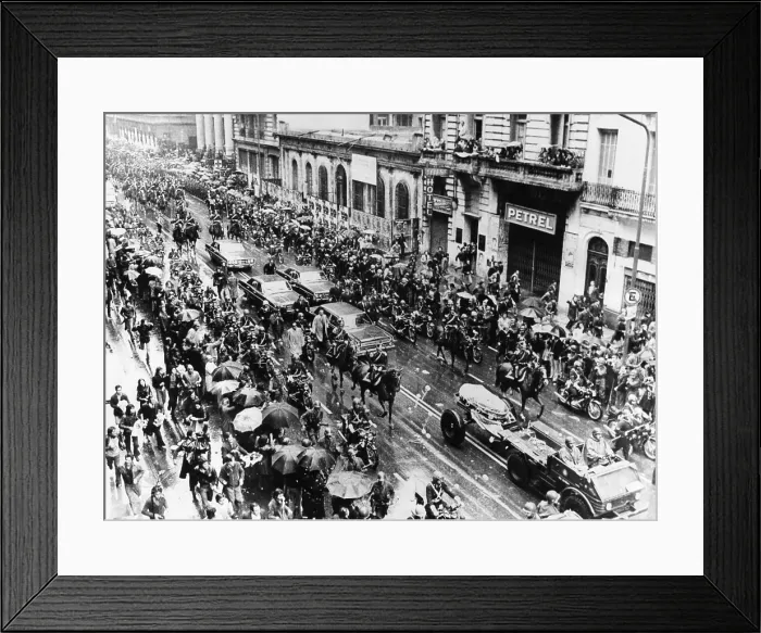 Framed Print : Argentine President Juan Peron's funeral procession in Buenos Aires, July 4, 1974. His third term as President lasted less than nine months. - (CSU_2015_5_138) Framed Print : Argentine President Juan Peron's funeral procession in Buenos Aires, July 4, 1974. His third term as President lasted less than nine months. - (CSU_2015_5_138)