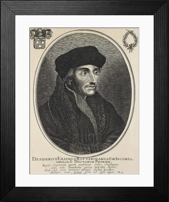 Framed Print : Erasmus, Desiderius Erasmus Roterdamus (1469-1539). Portrait of Erasmus. Engraving. AISA / Everett Collection**US SALES ONLY** Framed Print : Erasmus, Desiderius Erasmus Roterdamus (1469-1539). Portrait of Erasmus. Engraving. AISA / Everett Collection**US SALES ONLY**