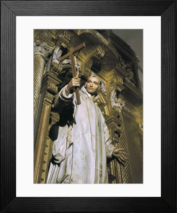 Framed Print : PEREIRA, Manuel (1614-1667). Saint Bruno. 17th c. SPAIN. Burgos. Carthusian monastery of Santa Mara de Miraflores. Baroque art. Sculpture on wood
