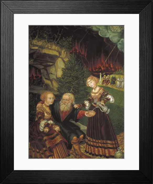 Framed Print : KRODEL, Wolfgang (1500-1561). Lot and his Daughters. 1528. Renaissance art. Oil on canvas. AUSTRIA. Vienna. Kunsthistorisches Museum Vienna (Museum of Art History)