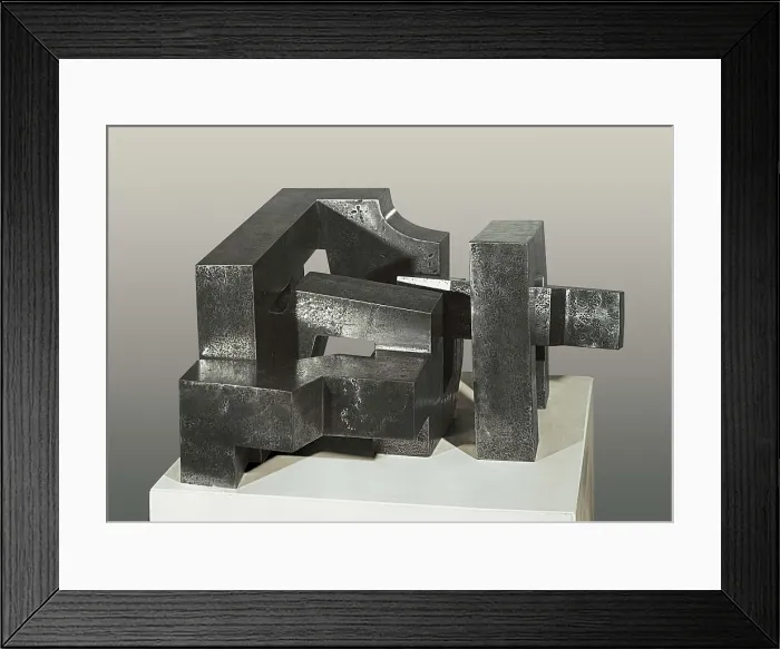 Framed Print : CHILLIDA, Eduardo (1924-2002). Iru Burni  /  Three Irons. 1966. Steel. Sculpture. UNITED STATES OF AMERICA. New York City. Guggenheim Museum Bilbao