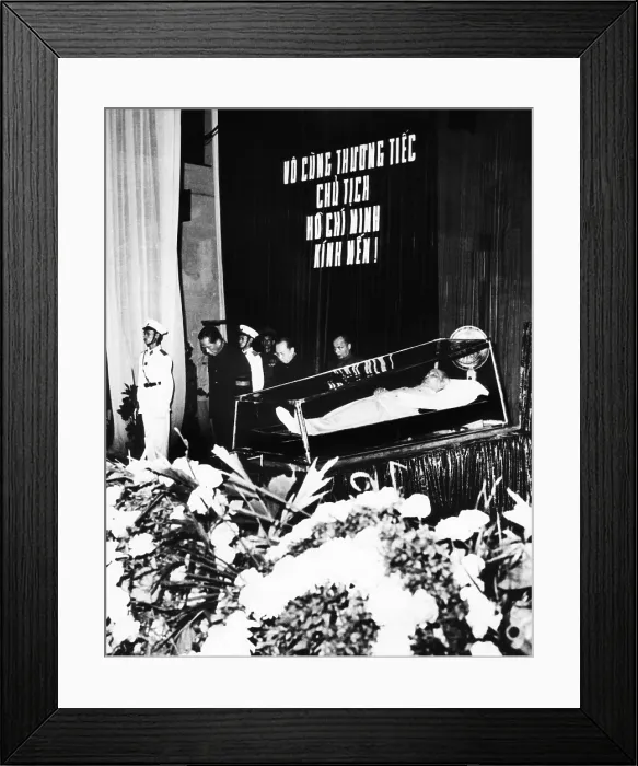 Framed Print : Body of President Ho Chi Minh during a state funeral in Hanoi. Sept. 26, 1969. North Vietnamese leaders are at left. (CSU_2015_11_1617 ) Framed Print : Body of President Ho Chi Minh during a state funeral in Hanoi. Sept. 26, 1969. North Vietnamese leaders are at left. (CSU_2015_11_1617 )